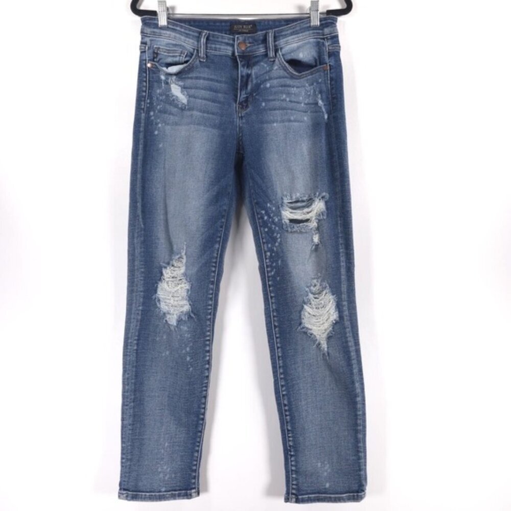 Judy Blue Jeans Mid Rise Boyfriend‎ Fit Distressed JB82169LT Stretch Size 9/29